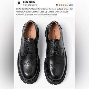 Women’s Black Leather Platform Oxford Loafers